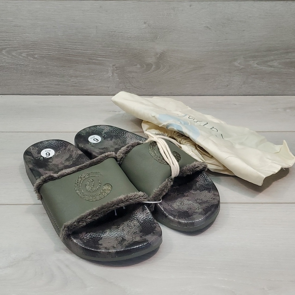 NEW Johnny Was Calme Womens Space Camo Slip on Slide Sandals shoes sz 9M